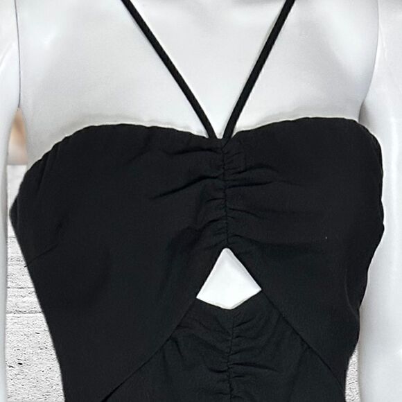 Likely Black Front Cut Out Halter Neck Tie floor Length Dress Gown - Picture 2 of 7